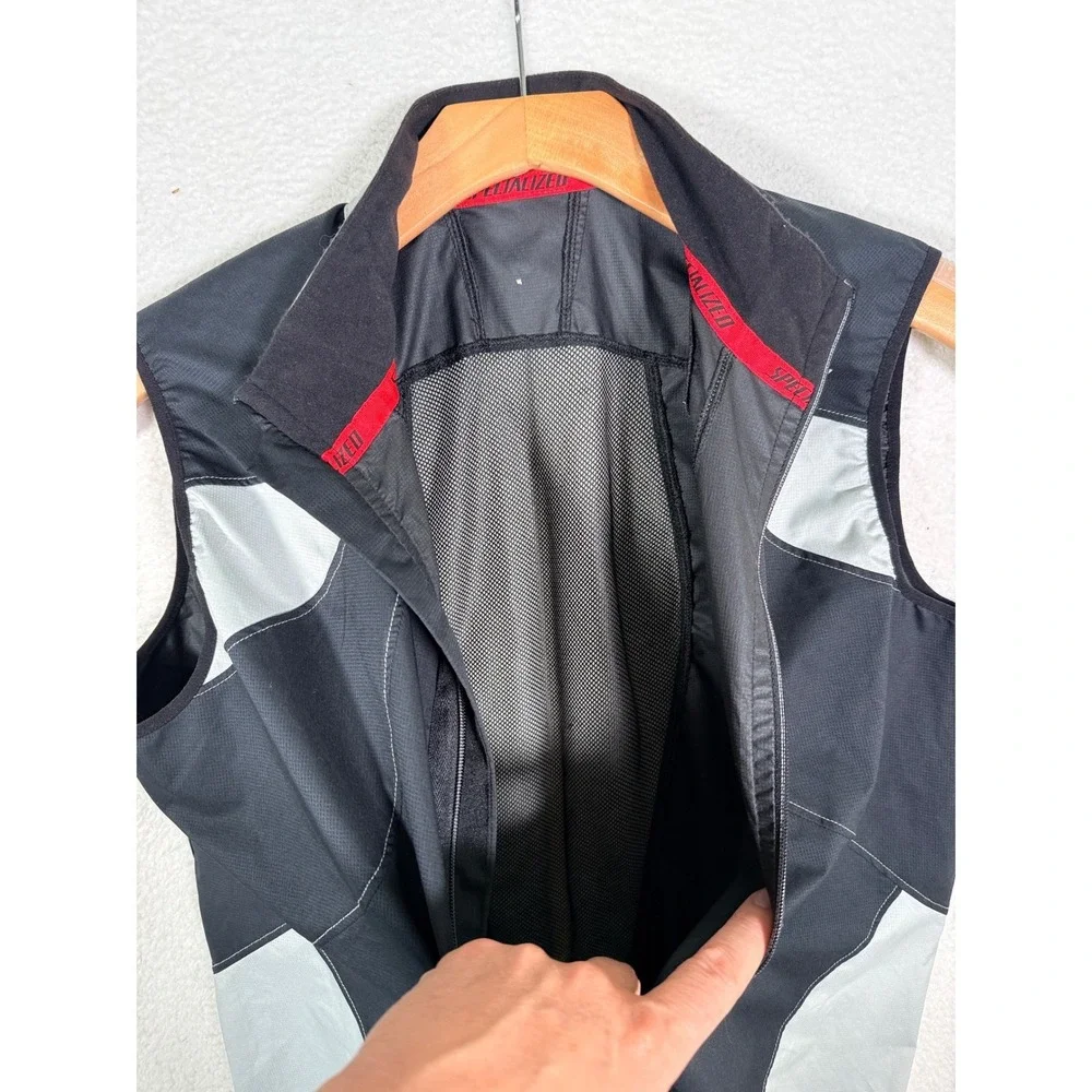 Specialized‎ Cycling Wind Vest Mens Full Zip Mesh Back Bicycle Gilet Black Grey